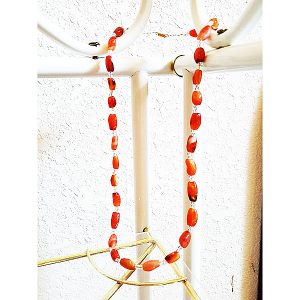 25in Carnelian Oval Bead Chain Necklace 1