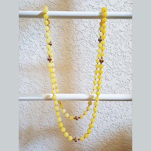 36in Round Bead Yellow Jade Chain Necklace