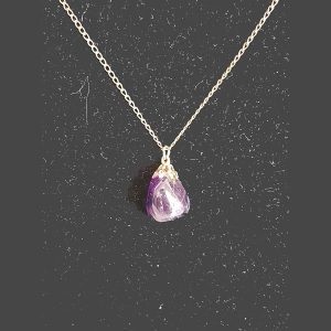 Boho Teardrop Amethyst Pendant Chain Necklace 1