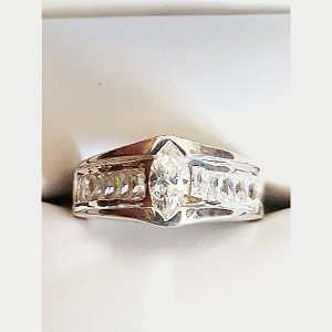 Clear Marquis Center Stone Silver Ring 1