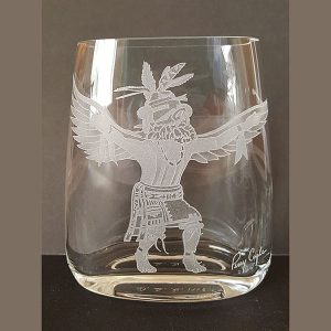 Perry Coyle Tribal Dancer Glass Etched Vase 1