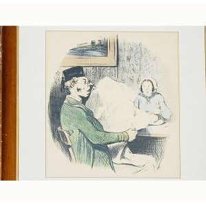 Daumier Man Reading Newspaper Framed Wall Art Picture 1