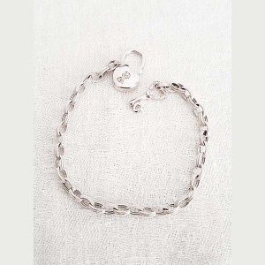 14kt White Gold Lock Key Charm Bracelet 1