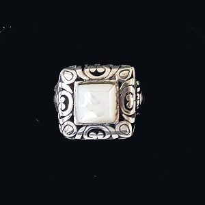 Opal Square Silver Ring 1