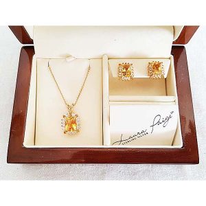 Laura Paige Citrine Topaz Gold Over Silver Necklace Earrings Set 2