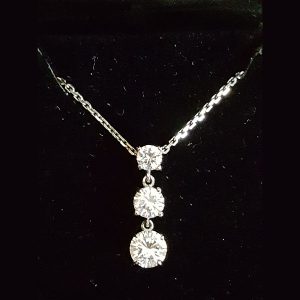 Three Round Stone Silver Pendant Chain 2