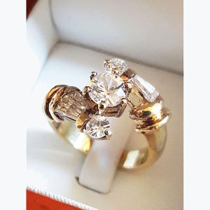 Round Baguette Silver Ring 1a