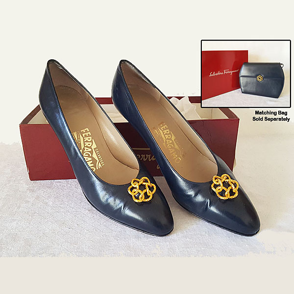 Salvatore Ferragamo Blue Leather Ladies Shoes 33658 1