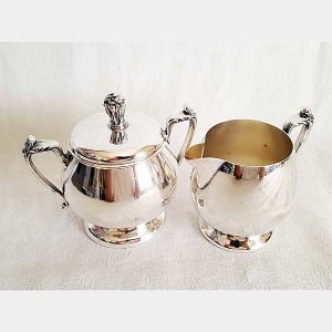 Silver On Copper Sugar Cream Serving Set 1