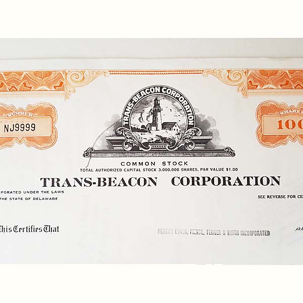 Trans-Beacon Corp Common Stock Certificate 2