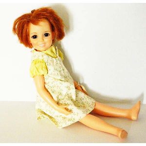 Ideal Toy Co. Crissy Grow Hair Doll, Red Color Hair, Yellow Dress