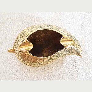 Brass Carved Leaf Ashtray 3