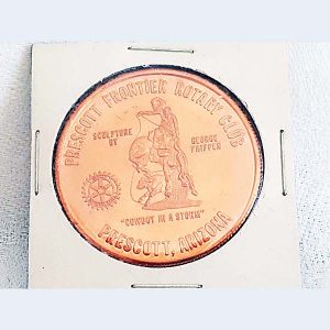 Prescott AZ Rotary Club Cowboy In A Storm Copper Coin 1