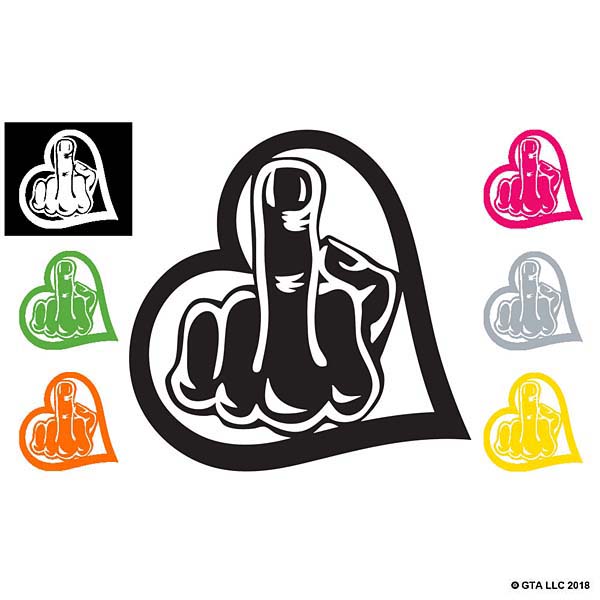 Middle Finger From The Heart Decal Right