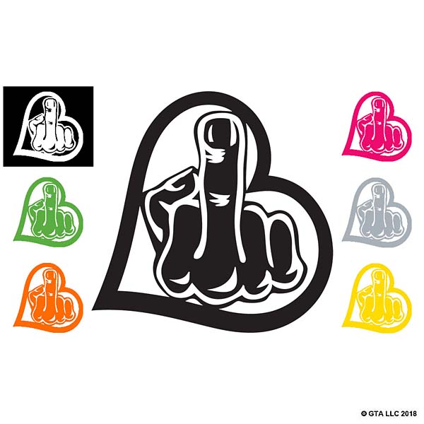 Middle Finger From The Heart Decal Left