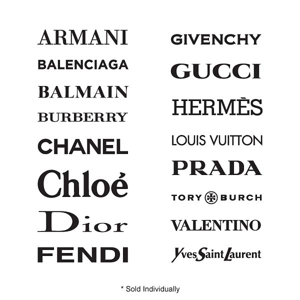 Designer Name Brand Logo Decals